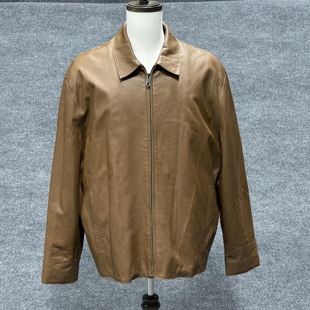 Andrew Marc Jacket Mens 2XL Brown Zip Up Cashmere Wool Lined Collared Polyester